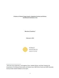 A Review of Climate Change Impacts, Adaptation Practices and Policies, And Relevant Institutions in Fiji
