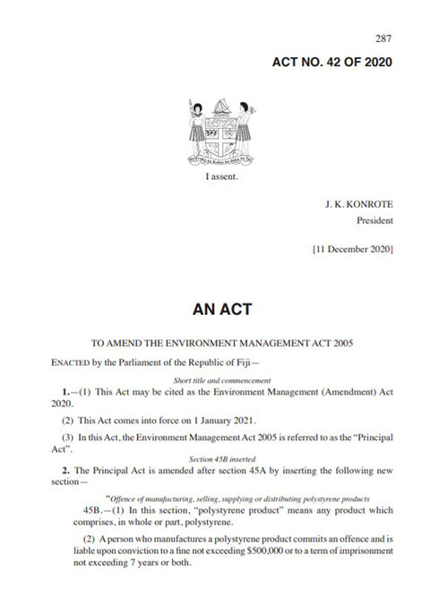 Environment Management (Amendment) Act 2020: An act to amend the Environment Management Act 2005; Act No. 42 of 2020