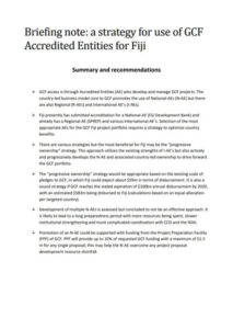 Briefing note: a strategy for use of GCF Accredited Entities for Fiji: Summary and recommendations [Green Climate Fund]